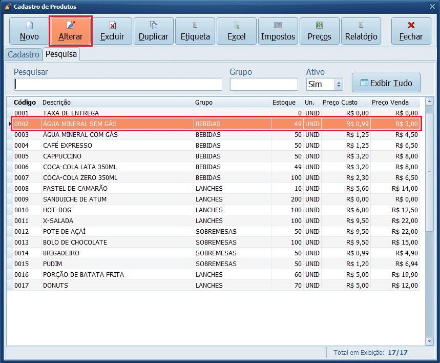 Alterar produto | Datacaixa