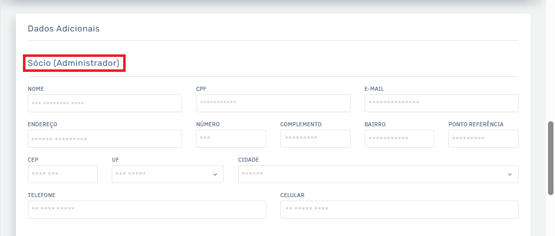 Dados Adicionais_Sócio Administrador | Datacaixa