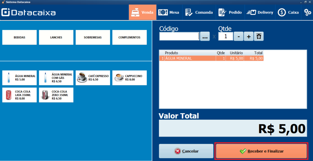 Receber e Finalizar | Datacaixa
