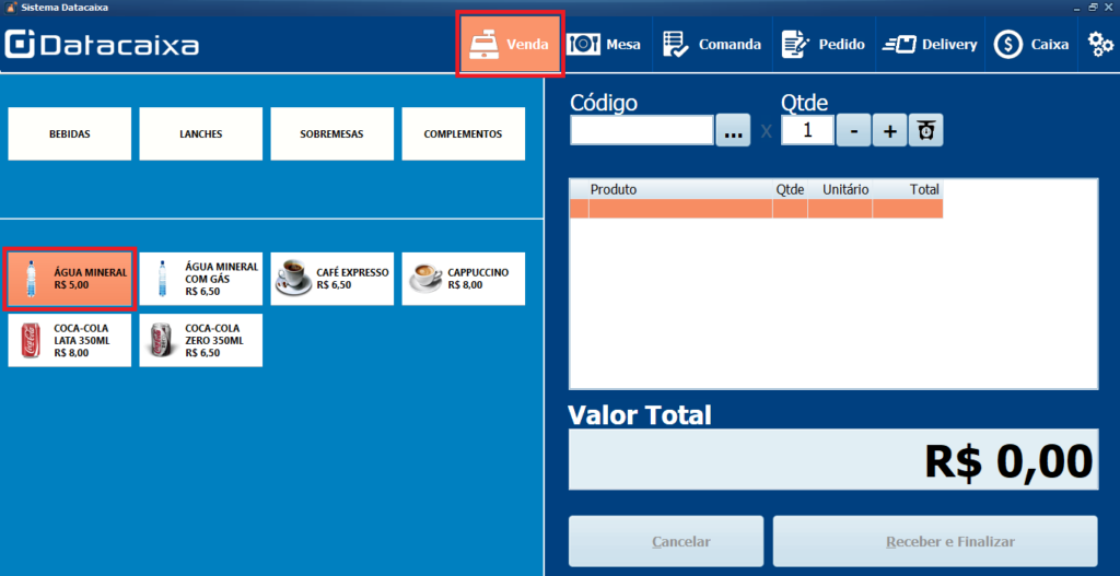 Venda_Selecionar Produto | Datacaixa