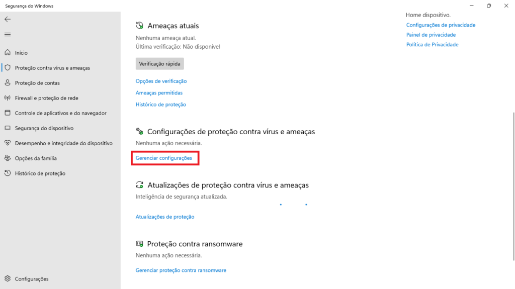 Gerenciar Configurações | Datacaixa