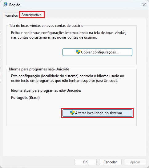 Alterar Localidade do Sistema | Datacaixa