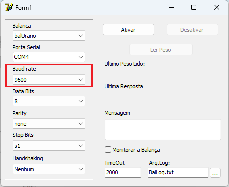 Baud rate_BalancaTeste | Datacaixa