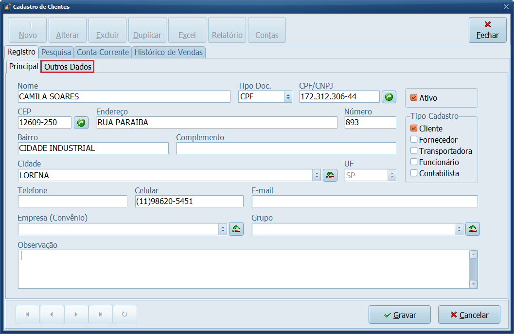 Cadastro de Cliente_Outros Dados | Datacaixa