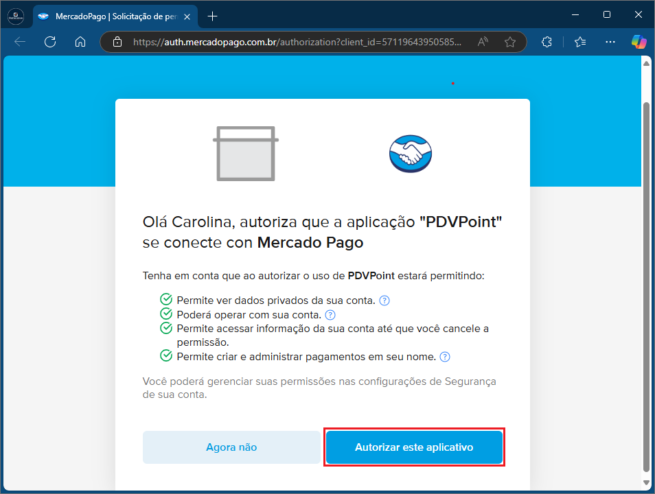 Autorizar este aplicativo_Mercado Pagp | Datacaixa