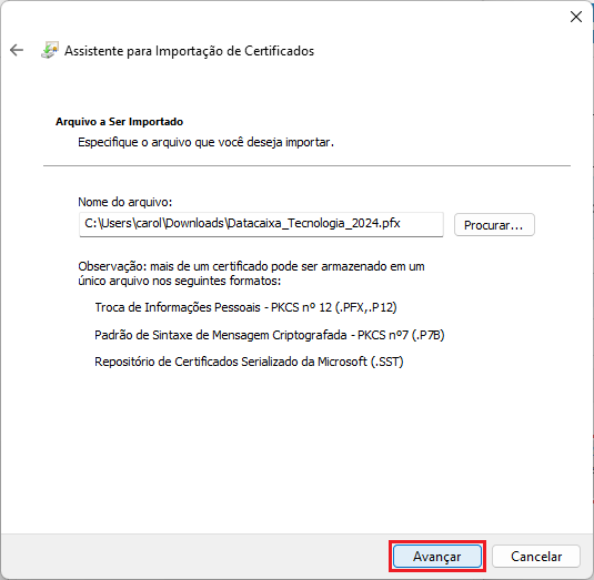 Avançar_Instalar_Certificado_Digital_Arquivo | Datacaixa