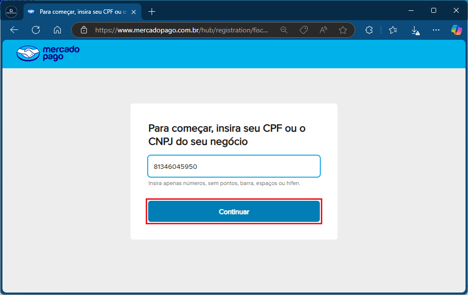 CPF_CNPJ_MERCADO PAGO | Datacaixa Insira seu CPF ou CNPJ do seu negócio.