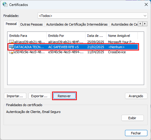 Certificado_Digital_Remover | Datacaixa