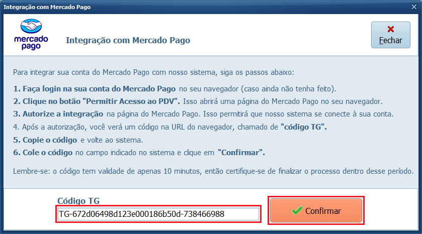 Código TG_PDV_Mercado Pago | Datacaixa