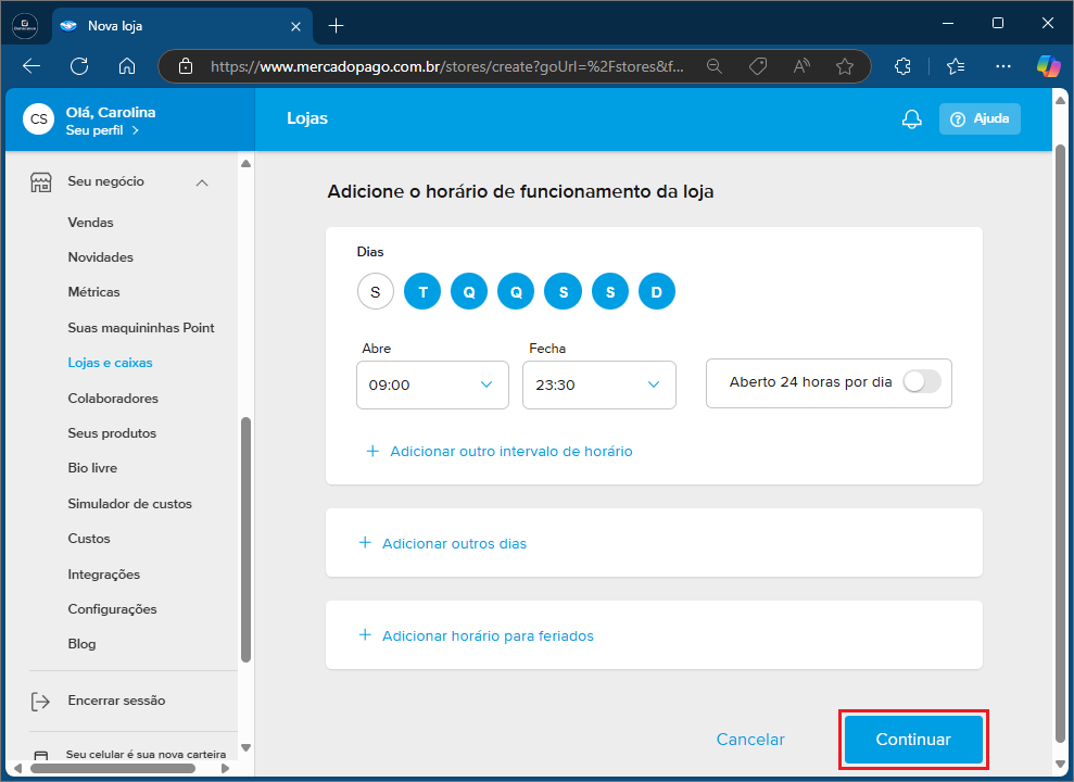 Horário de Funcionamento_Mercado Pago | Datacaixa