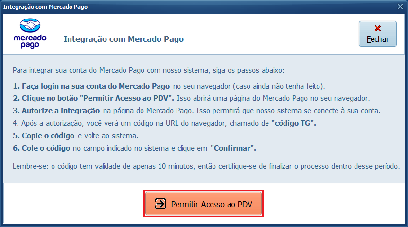 Permitir Acesso ao PDV_Mercado_Pago | Datacaixa