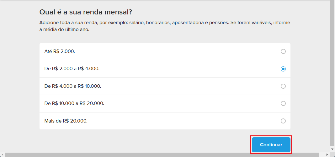 Selecione sua renda_Mercado Pago | Datacaixa