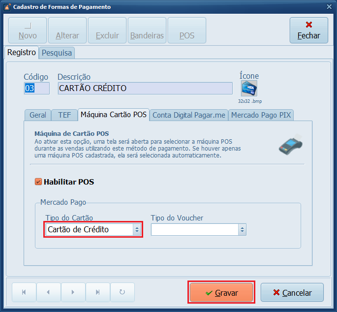 Tipo do Cartão_Gravar_Mercado Pago | Datacaixa