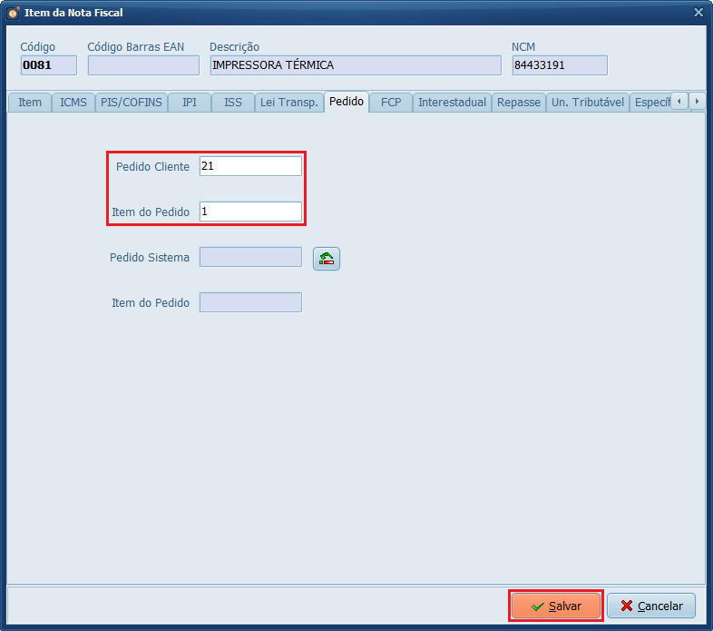 Pedido Cliente_Item do Pedido_Salvar_Gestão_XML | Datacaixa