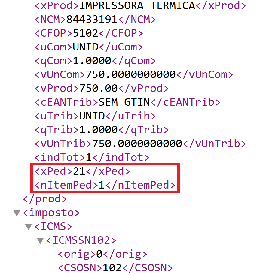xPed_nItemPed_XML | Datacaixa