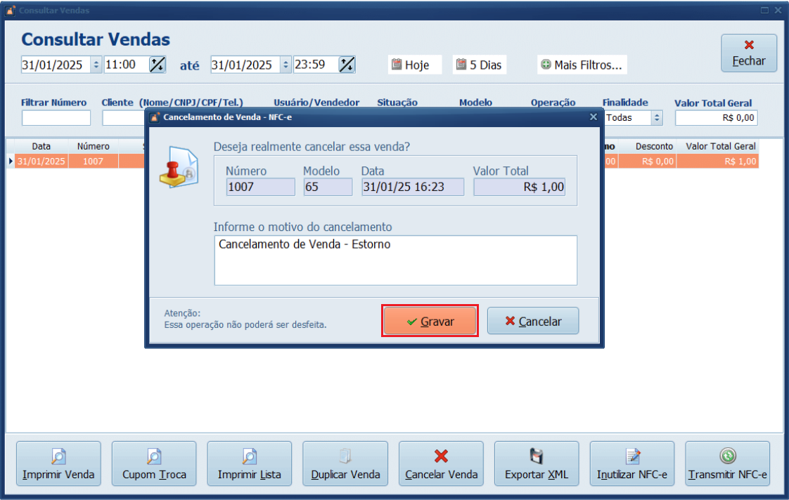 Cancelamento de Venda_Estorno_Gravar | Datacaixa