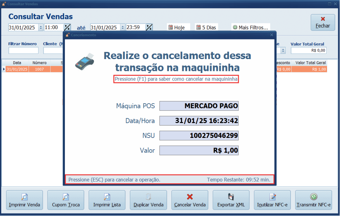 Realize o cancelamento dessa transação na maquininha_Mercado Pago | Datacaixa Cancele o pagamento diretamente na sua maquininha do Mercado Pago
