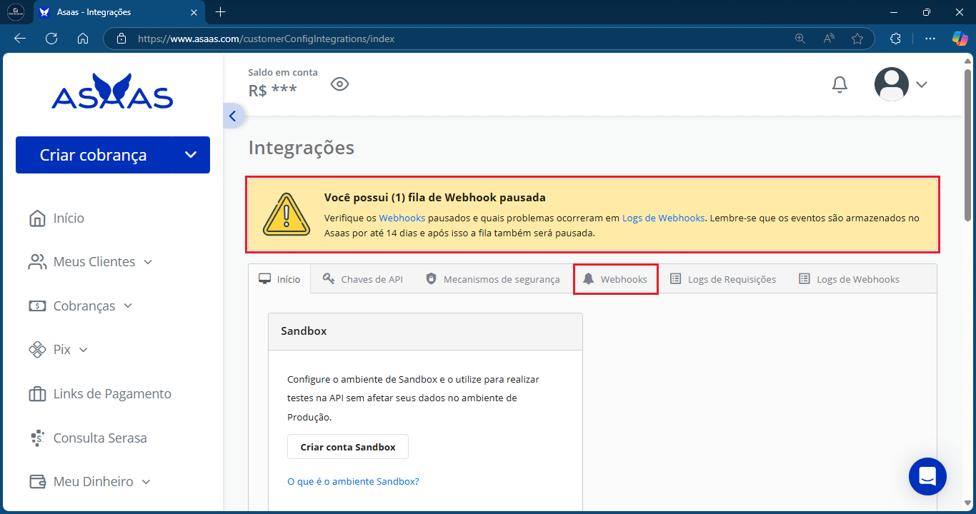 Webhook_Alerta_Asaas_Fila pausada | Datacaixa Webhook pausada