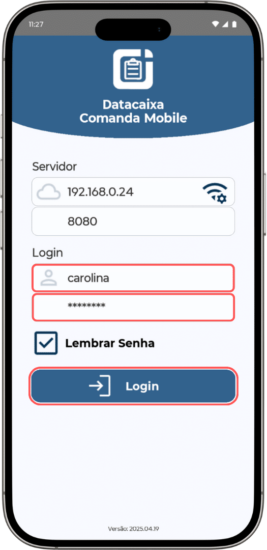 Comanda Mobile_2025_Login | Datacaixa Datacaixa Comanda Mobile - Login