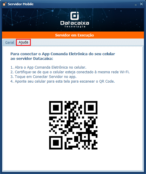 Servidor Mobile_2025_Ajuda | Datacaixa Datacaixa Comanda Mobile - Servidor Mobile QR Code