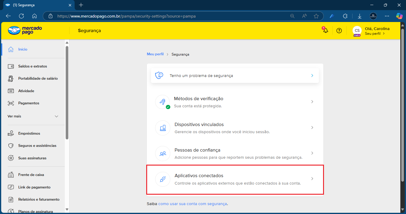 Aplicativos conectados_Mercado Pago | Datacaixa Aplicativos conectados