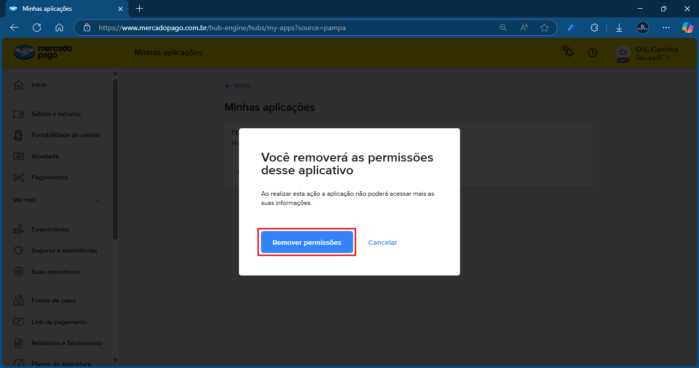 Remover Permissões_PDV_Mercado Pago | Datacaixa PDVPoint