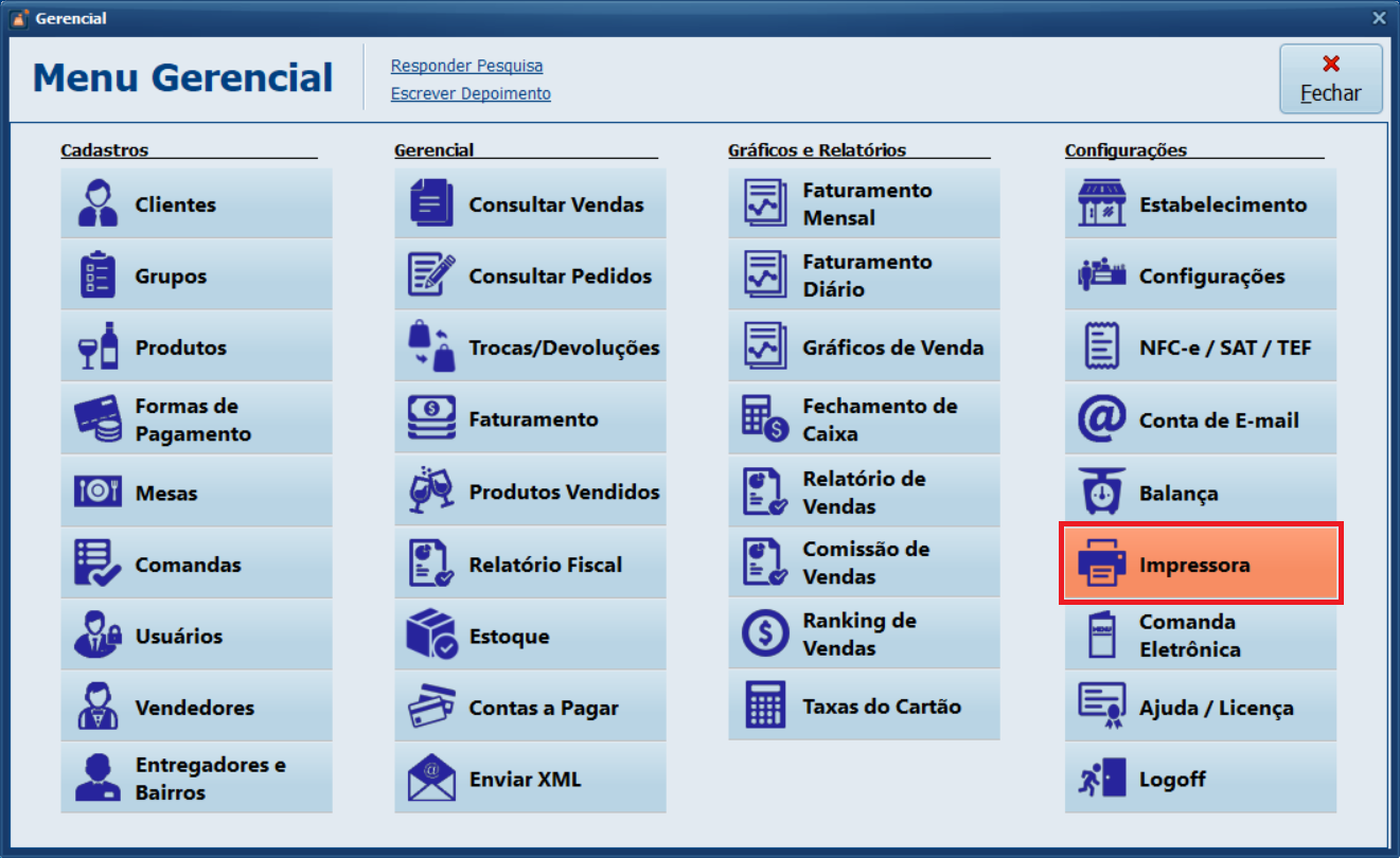 menu-gerencial-impressora | Datacaixa