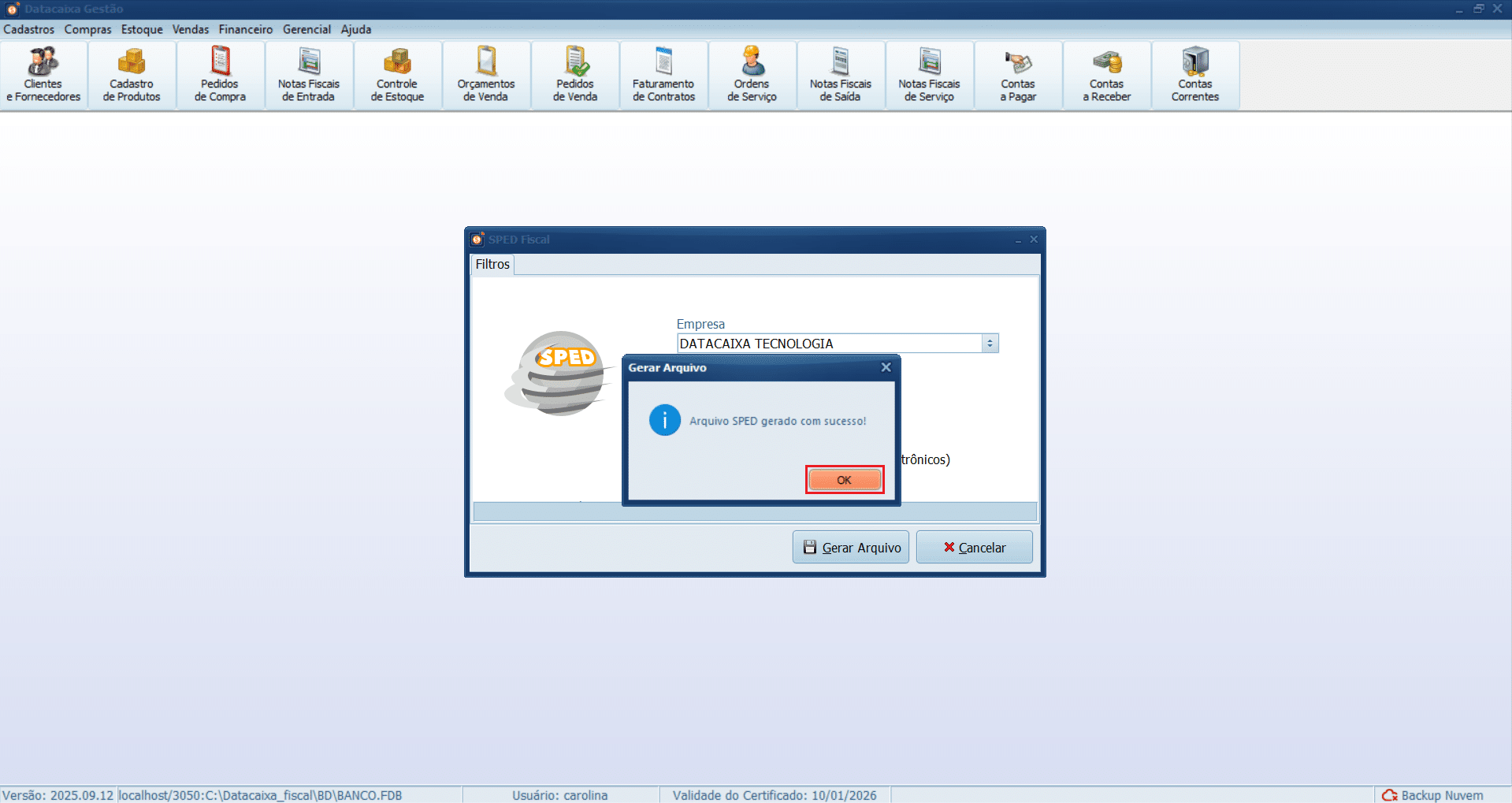 arquivo-sped-gerado-com-sucesso | Datacaixa