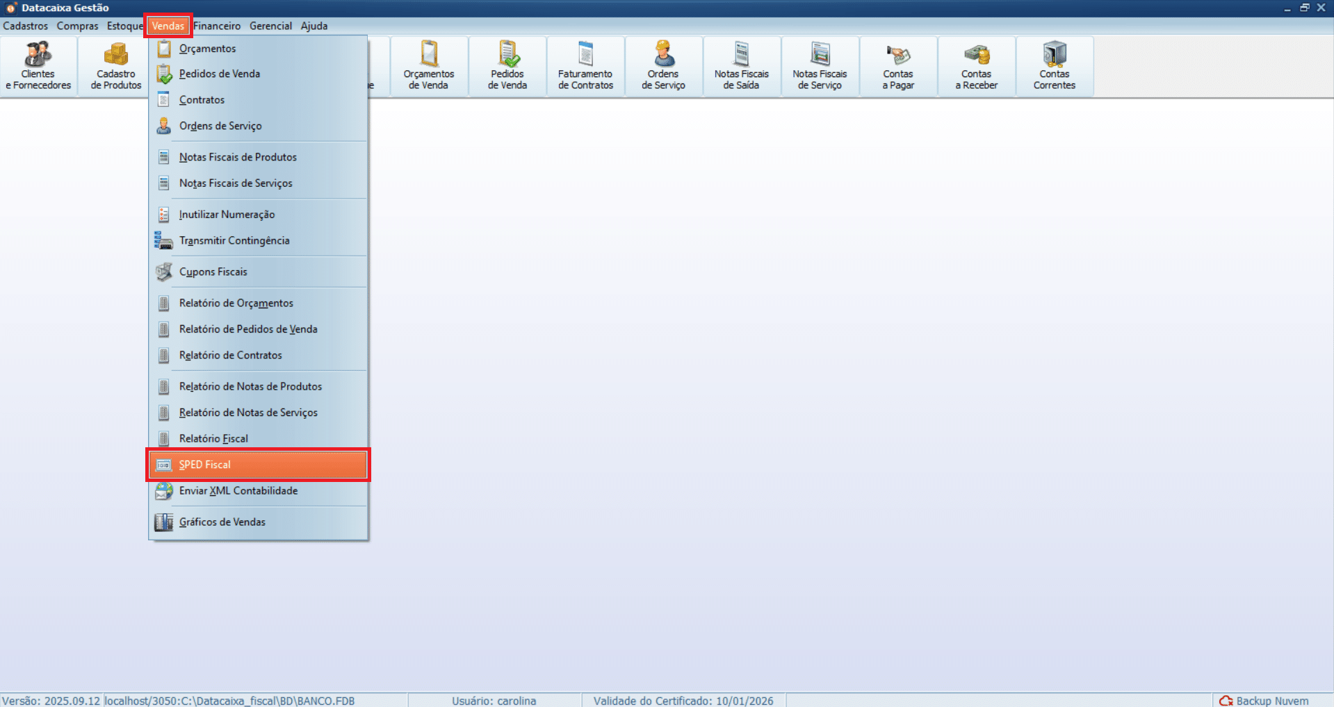 menu-vendas-sped-fiscal | Datacaixa