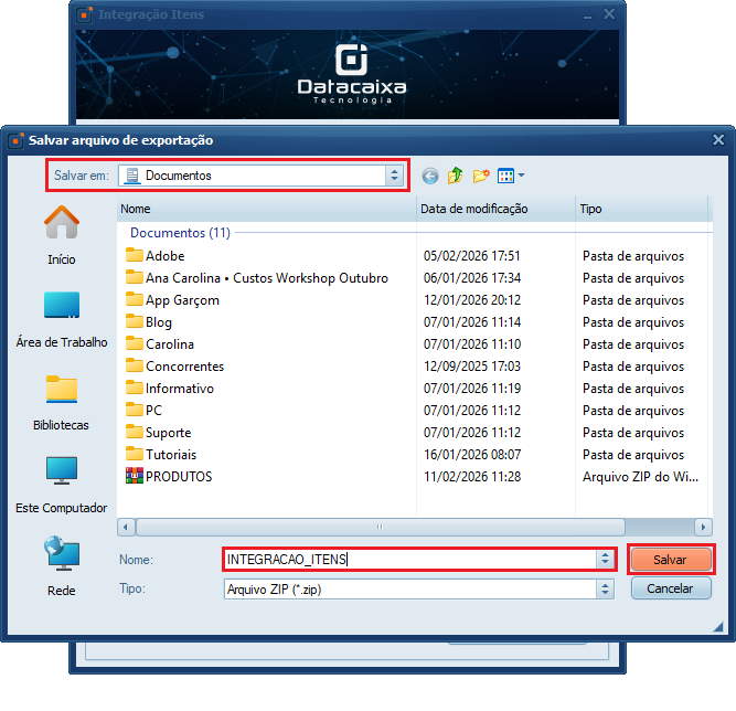 exportação_pasta | Datacaixa