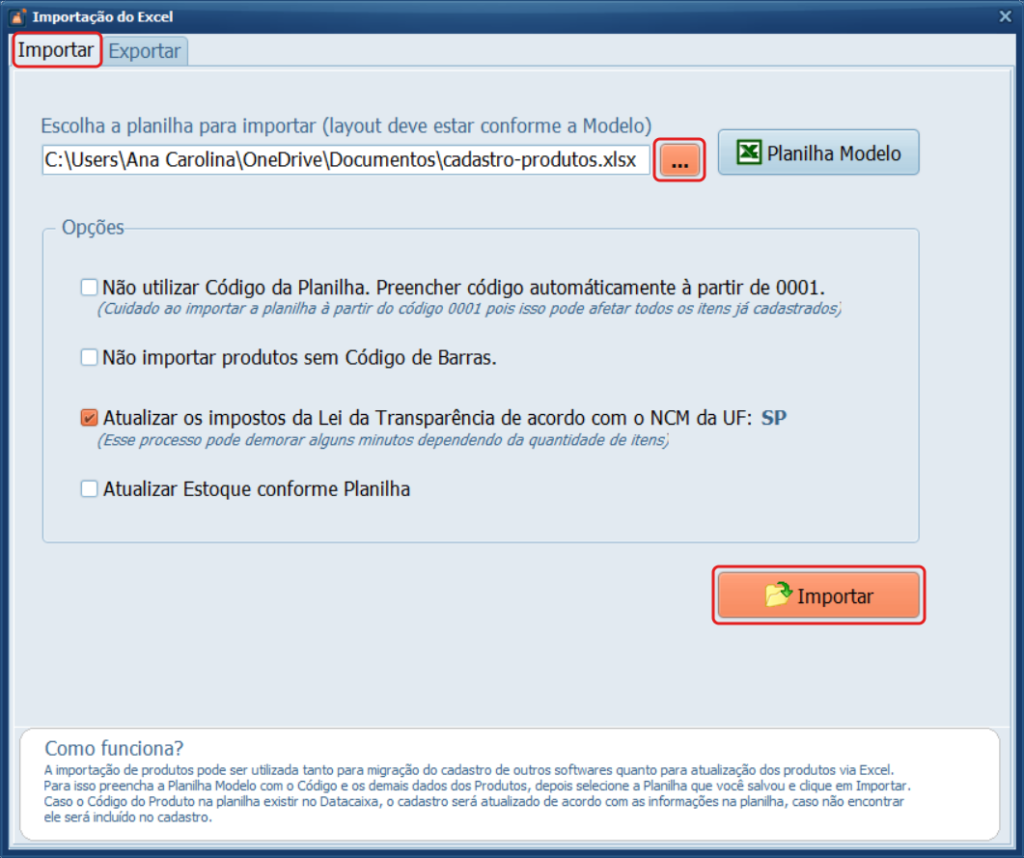 importar | Datacaixa