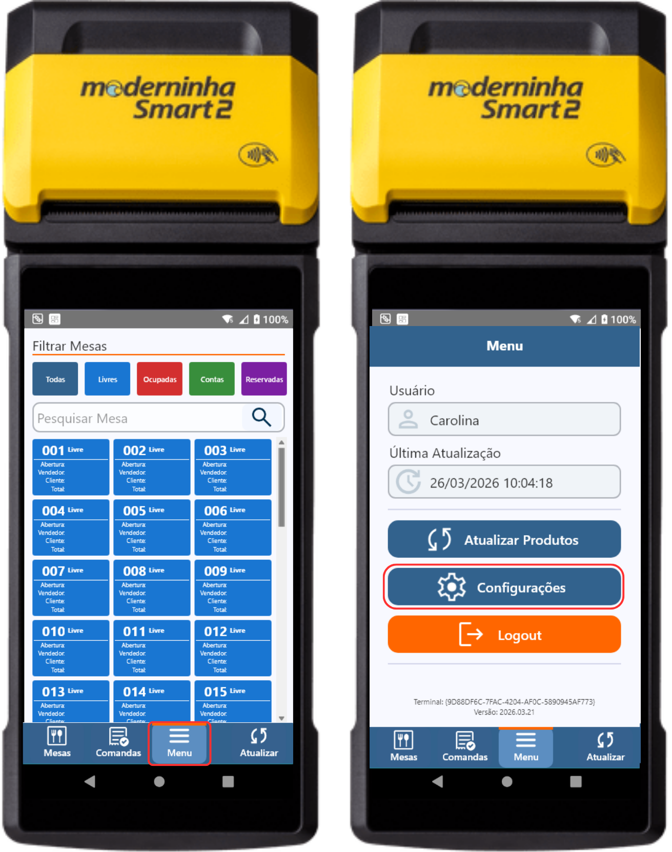 menu-configurações-pos | Datacaixa Módulos POS