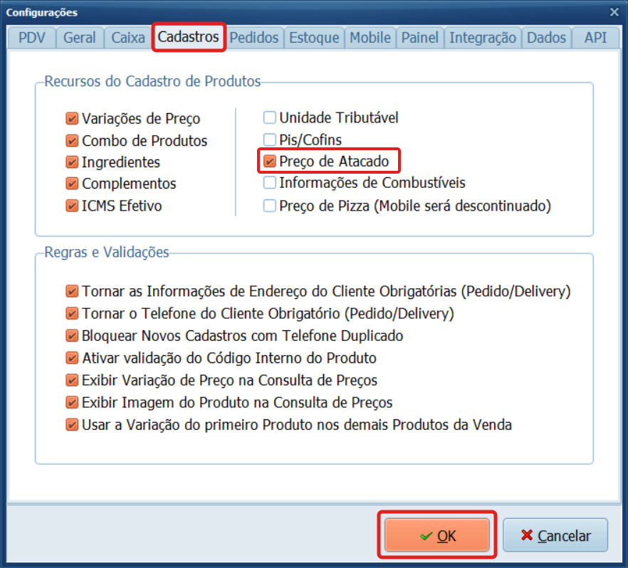 preço-atacado-configurações | Datacaixa